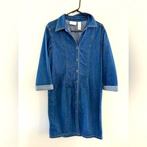 VTG Liz Claiborne Denim Dress Long Sleeve Midi Dress Blue Size 10 S M